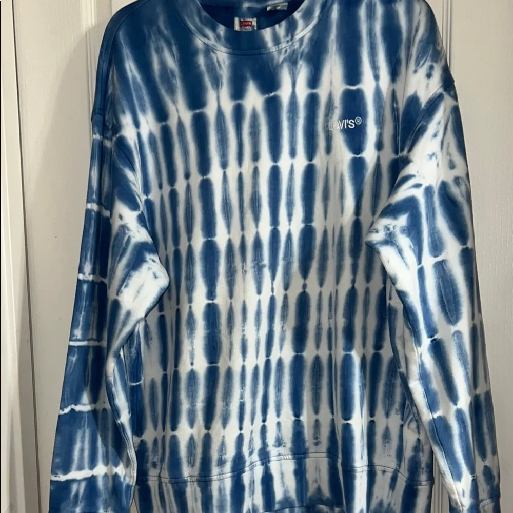 Levi's Men’s Blue and White Tie-Dye‎ Long Sleeve Shirt Size M